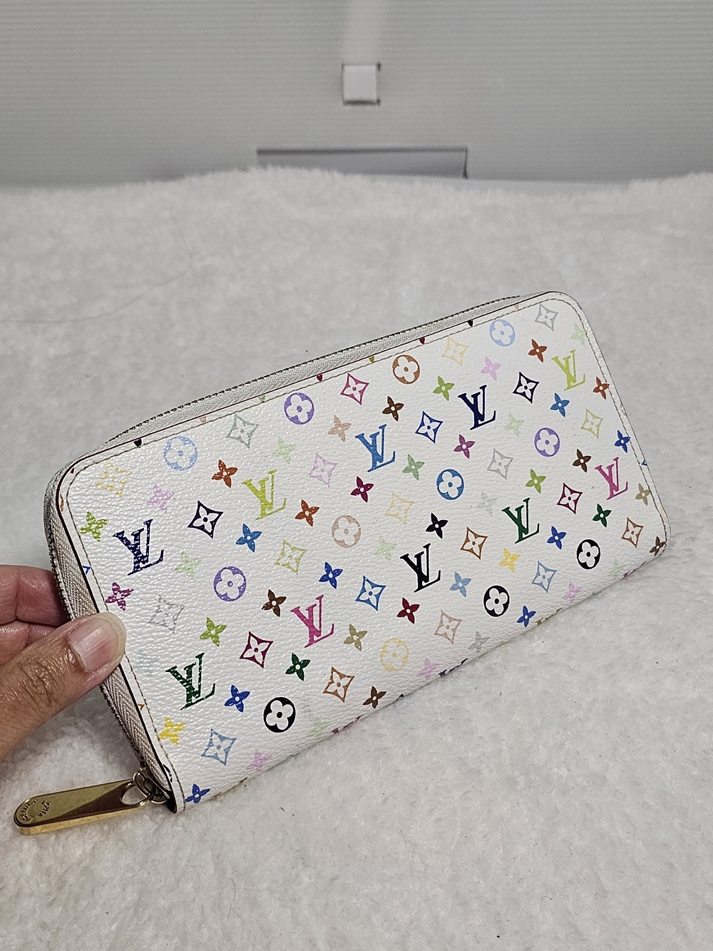 Louis Vuitton White Multicolor Monogram Zip Wallet